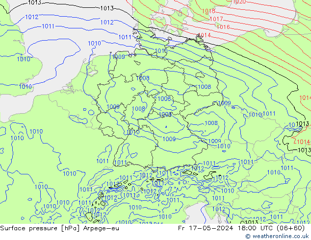 приземное давление Arpege-eu пт 17.05.2024 18 UTC