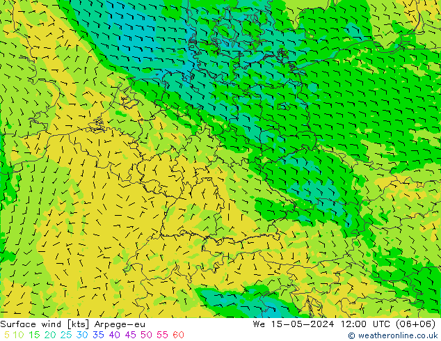 Surface wind Arpege-eu We 15.05.2024 12 UTC