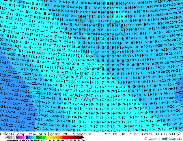 Géop./Temp. 500 hPa Arpege-eu mer 15.05.2024 12 UTC