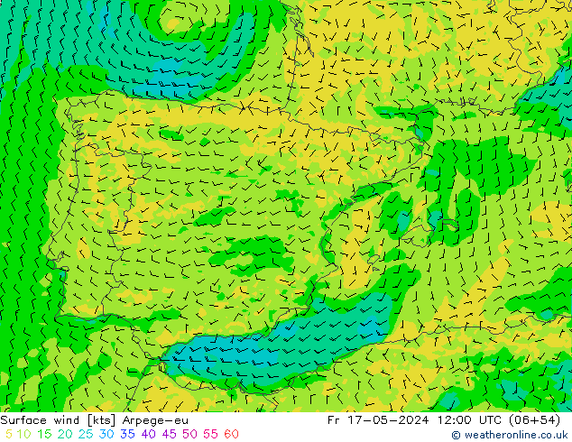 Vento 10 m Arpege-eu ven 17.05.2024 12 UTC