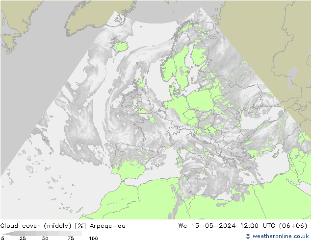 Wolken (mittel) Arpege-eu Mi 15.05.2024 12 UTC