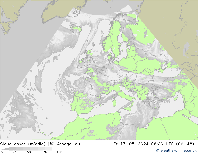 Wolken (mittel) Arpege-eu Fr 17.05.2024 06 UTC