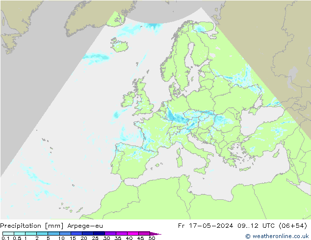 Precipitazione Arpege-eu ven 17.05.2024 12 UTC
