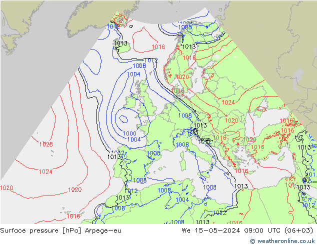 pressão do solo Arpege-eu Qua 15.05.2024 09 UTC