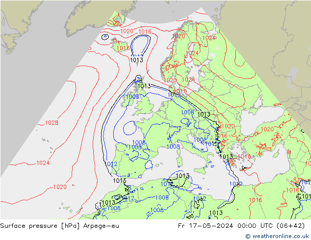 Surface pressure Arpege-eu Fr 17.05.2024 00 UTC