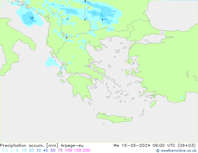 Precipitation accum. Arpege-eu  15.05.2024 09 UTC
