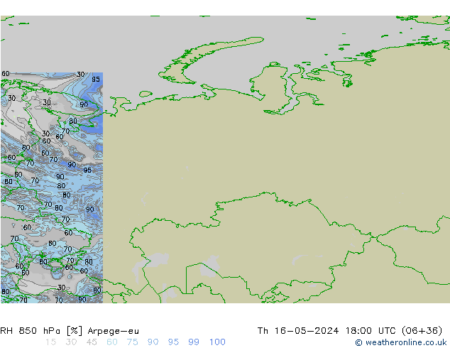 850 hPa Nispi Nem Arpege-eu Per 16.05.2024 18 UTC