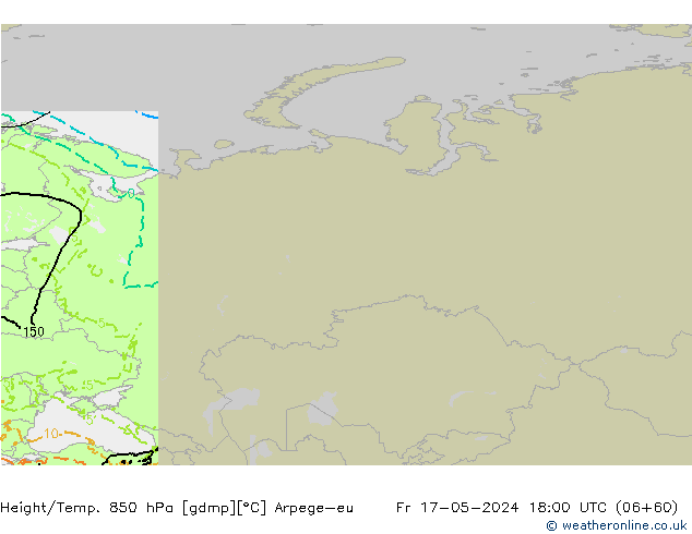 Height/Temp. 850 hPa Arpege-eu Pá 17.05.2024 18 UTC