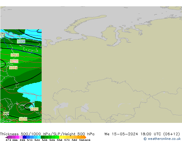 500-1000 hPa Kalınlığı Arpege-eu Çar 15.05.2024 18 UTC