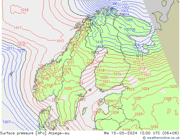 Atmosférický tlak Arpege-eu St 15.05.2024 12 UTC
