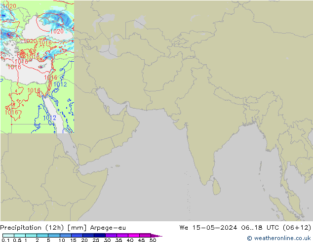 降水量 (12h) Arpege-eu 星期三 15.05.2024 18 UTC