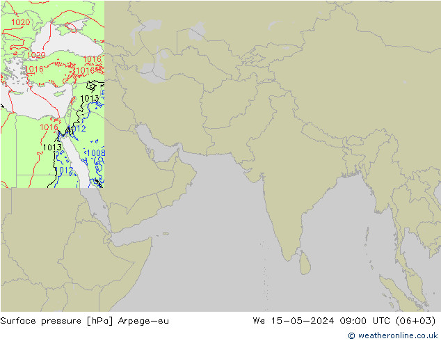 地面气压 Arpege-eu 星期三 15.05.2024 09 UTC
