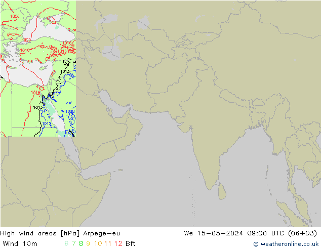 High wind areas Arpege-eu 星期三 15.05.2024 09 UTC