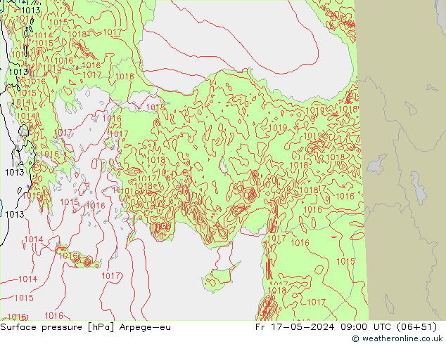 приземное давление Arpege-eu пт 17.05.2024 09 UTC
