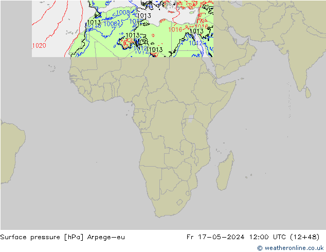 Atmosférický tlak Arpege-eu Pá 17.05.2024 12 UTC