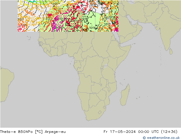 Theta-e 850hPa Arpege-eu Cu 17.05.2024 00 UTC