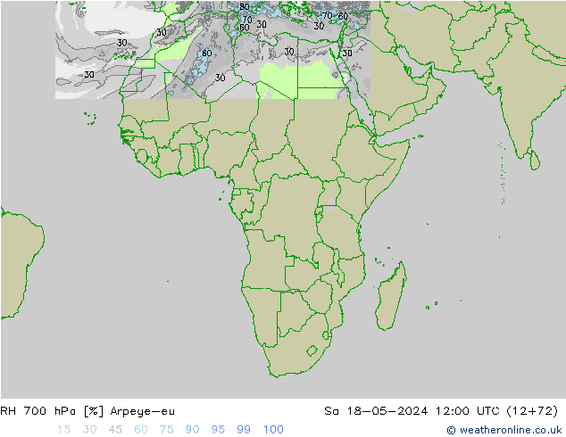 RH 700 hPa Arpege-eu  18.05.2024 12 UTC