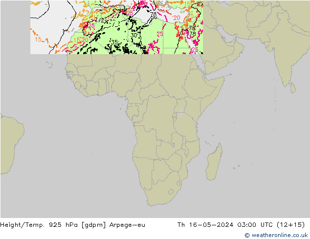 Yükseklik/Sıc. 925 hPa Arpege-eu Per 16.05.2024 03 UTC