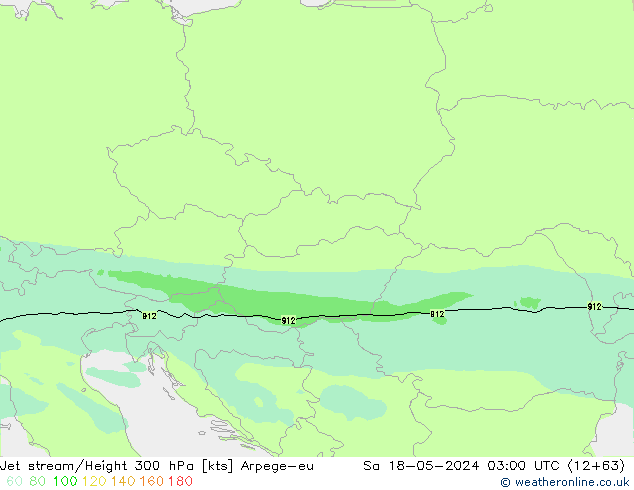 Jet stream Arpege-eu Sáb 18.05.2024 03 UTC