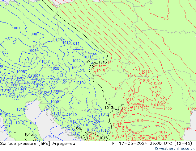 приземное давление Arpege-eu пт 17.05.2024 09 UTC