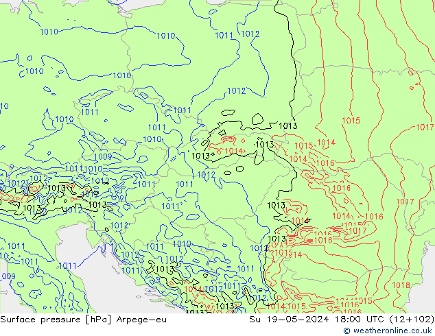 Presión superficial Arpege-eu dom 19.05.2024 18 UTC