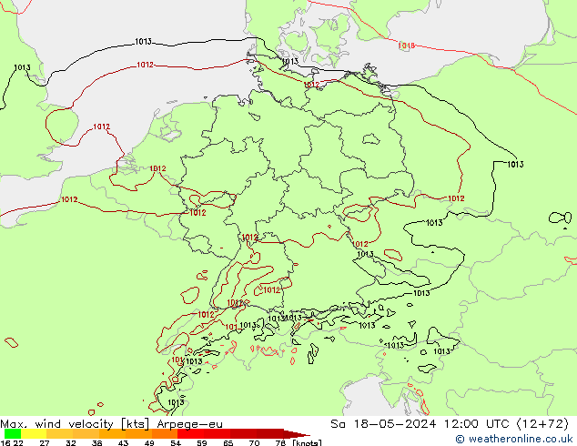 Maks. Rüzgar Hızı Arpege-eu Cts 18.05.2024 12 UTC