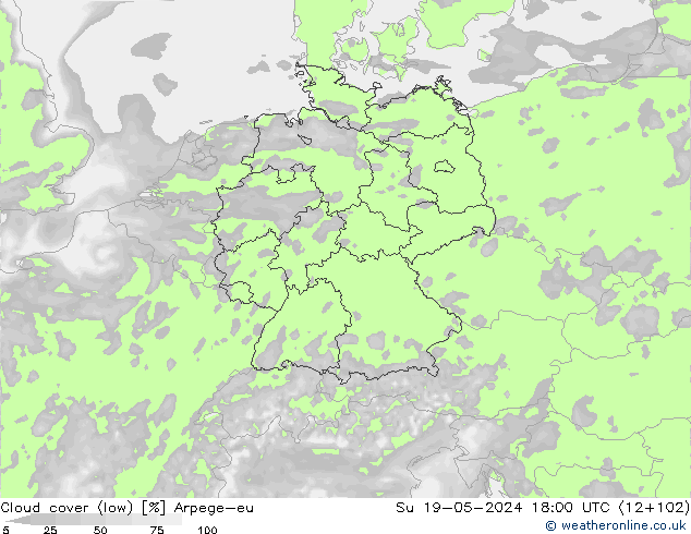 Nuages (bas) Arpege-eu dim 19.05.2024 18 UTC