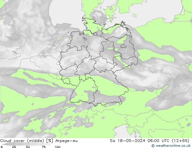 Wolken (mittel) Arpege-eu Sa 18.05.2024 06 UTC