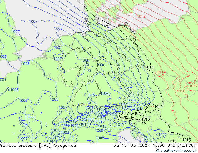 地面气压 Arpege-eu 星期三 15.05.2024 18 UTC