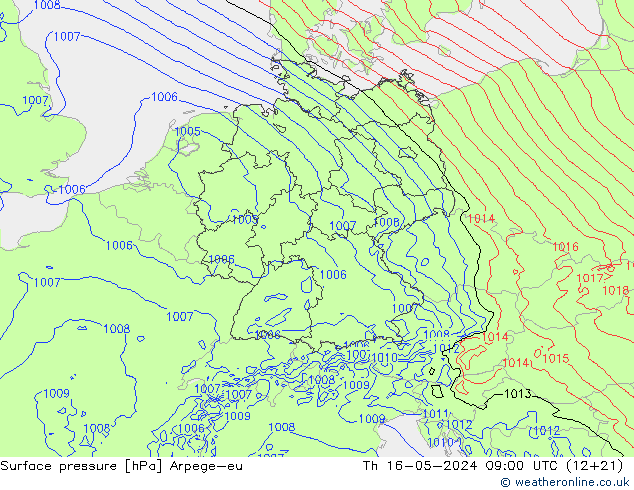 Luchtdruk (Grond) Arpege-eu do 16.05.2024 09 UTC
