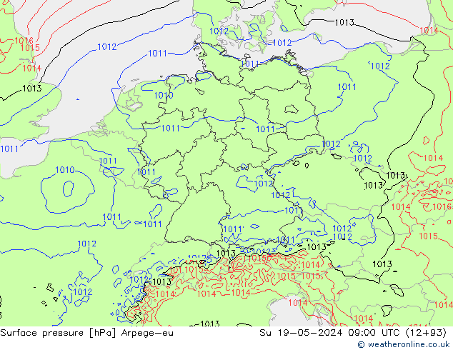 Yer basıncı Arpege-eu Paz 19.05.2024 09 UTC