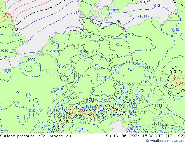 Yer basıncı Arpege-eu Paz 19.05.2024 18 UTC