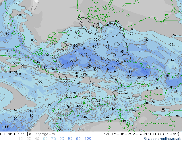 850 hPa Nispi Nem Arpege-eu Cts 18.05.2024 09 UTC