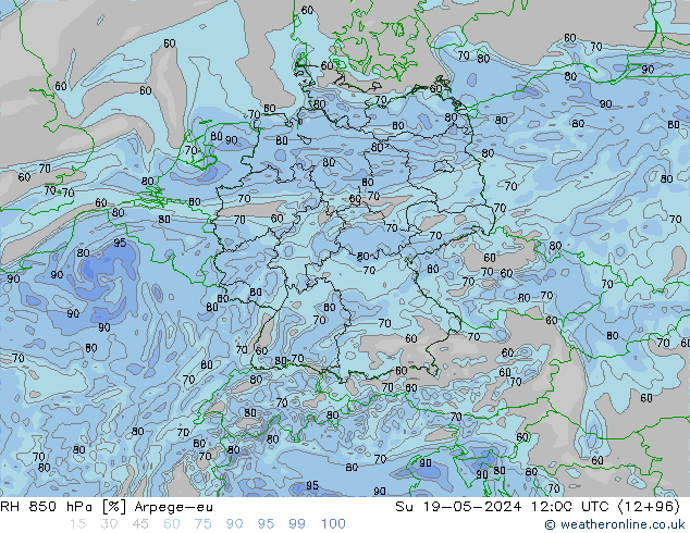 850 hPa Nispi Nem Arpege-eu Paz 19.05.2024 12 UTC