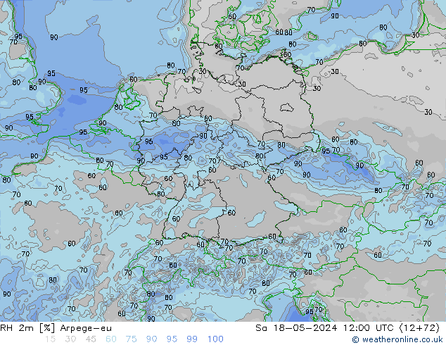 RH 2m Arpege-eu sab 18.05.2024 12 UTC