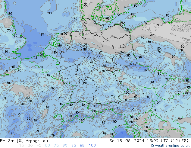 RH 2m Arpege-eu sab 18.05.2024 18 UTC