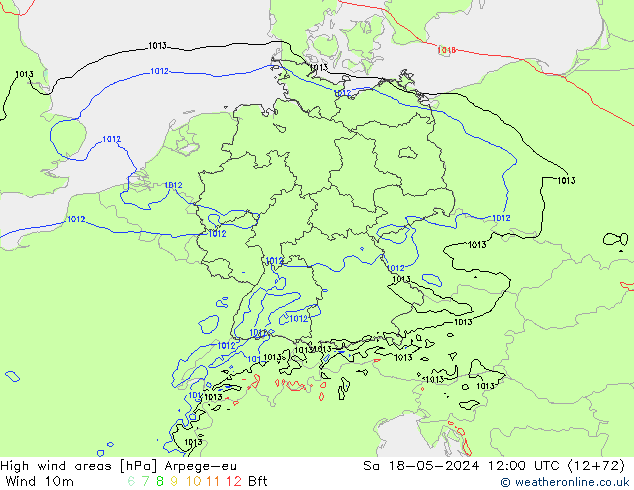 yüksek rüzgarlı alanlar Arpege-eu Cts 18.05.2024 12 UTC