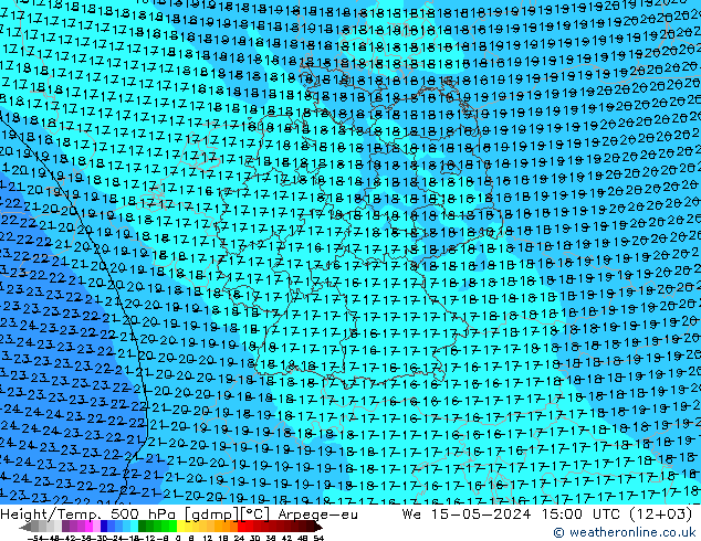 Height/Temp. 500 hPa Arpege-eu 星期三 15.05.2024 15 UTC