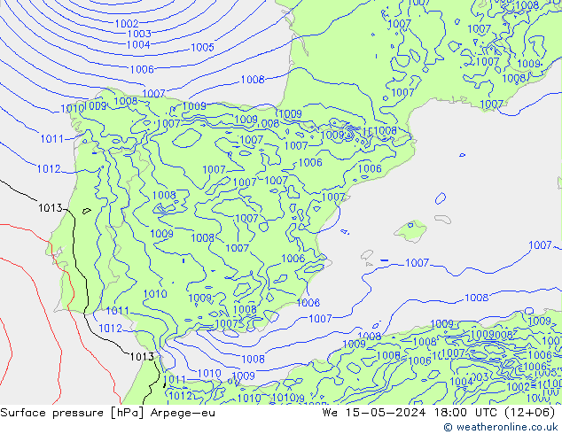 Yer basıncı Arpege-eu Çar 15.05.2024 18 UTC