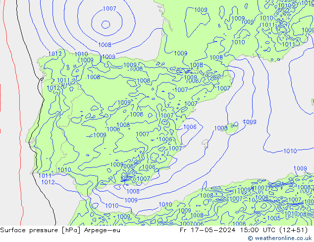 Yer basıncı Arpege-eu Cu 17.05.2024 15 UTC