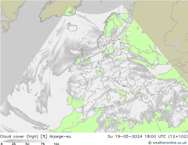 Bulutlar (yüksek) Arpege-eu Paz 19.05.2024 18 UTC