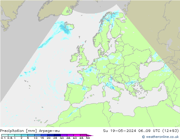 Srážky Arpege-eu Ne 19.05.2024 09 UTC
