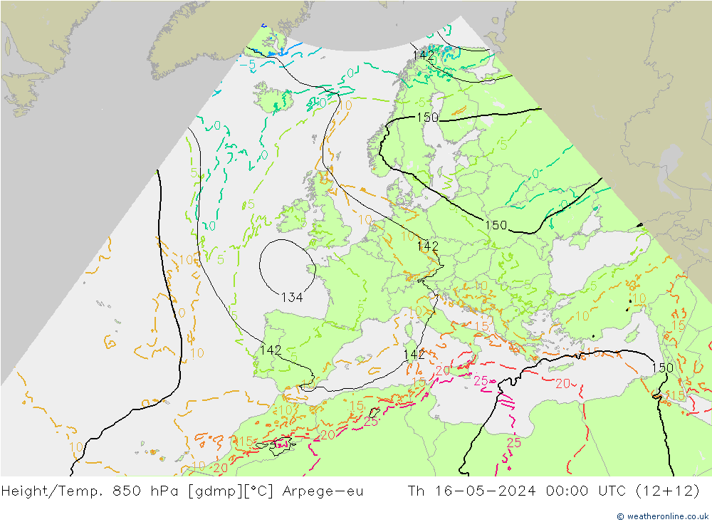 Height/Temp. 850 hPa Arpege-eu Th 16.05.2024 00 UTC