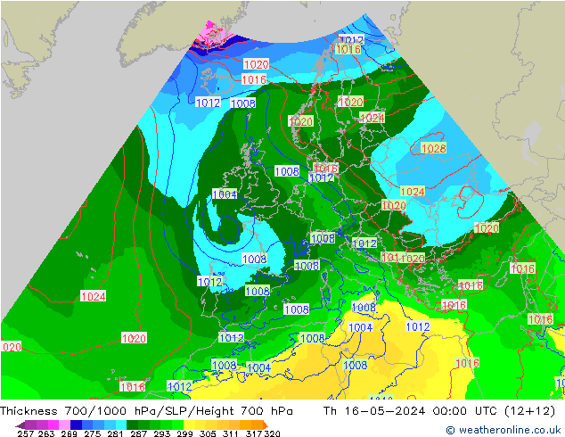 Dikte700-1000 hPa Arpege-eu do 16.05.2024 00 UTC