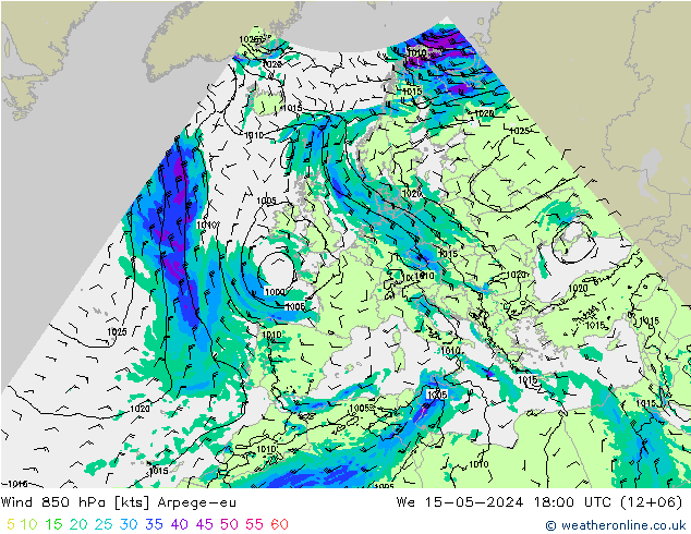 Wind 850 hPa Arpege-eu We 15.05.2024 18 UTC
