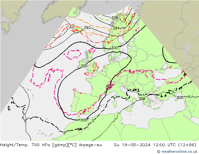 Height/Temp. 700 hPa Arpege-eu So 19.05.2024 12 UTC