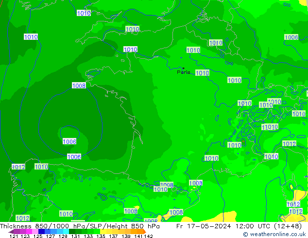 Thck 850-1000 hPa Arpege-eu Fr 17.05.2024 12 UTC