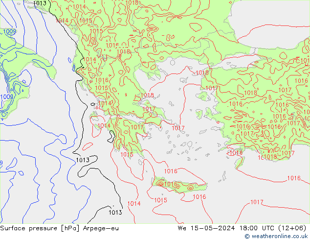 pressão do solo Arpege-eu Qua 15.05.2024 18 UTC
