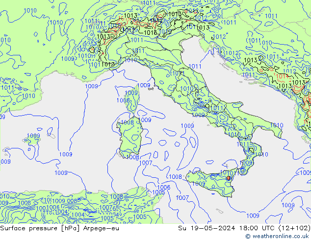 pression de l'air Arpege-eu dim 19.05.2024 18 UTC