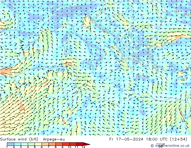 ве�Bе�@ 10 m (bft) Arpege-eu пт 17.05.2024 18 UTC